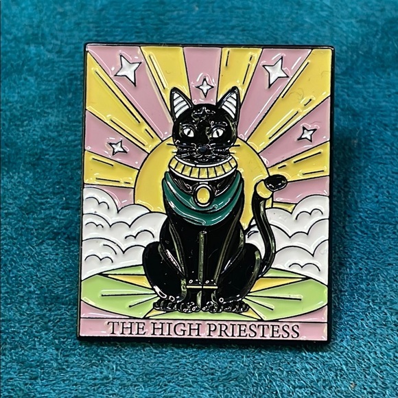 Jewelry - Black Cat Enamel Pin - The High Priestess